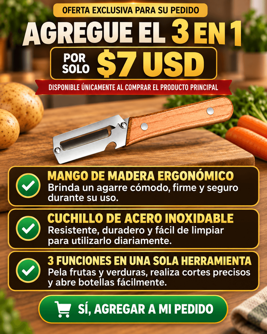 cuchillo 3 en 1 upsell