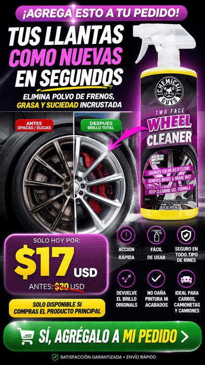 CHEMICALS - wheel cleaner-Rines y Llantas Impecables en Minutos