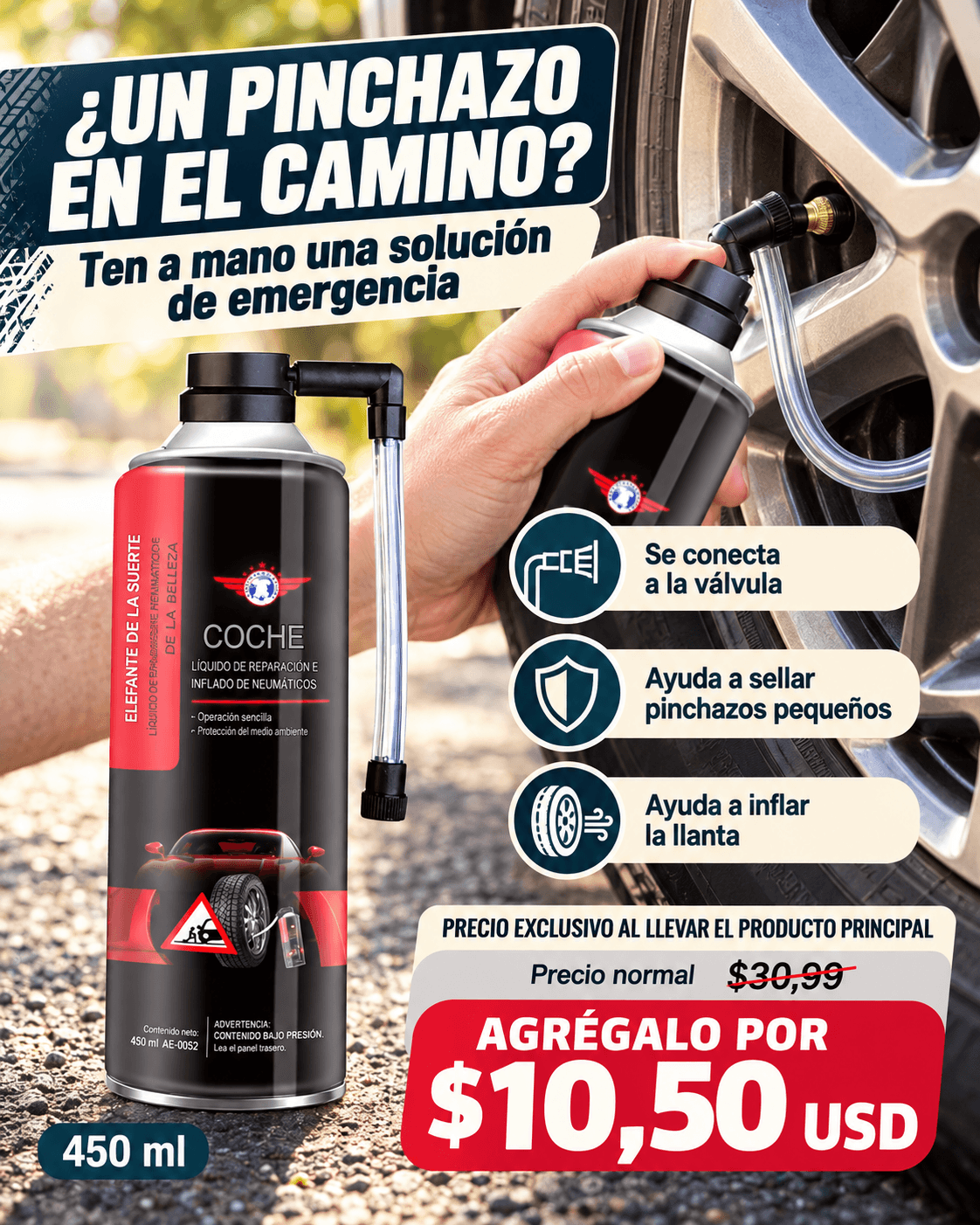 inflador sella pinchazo llanta
