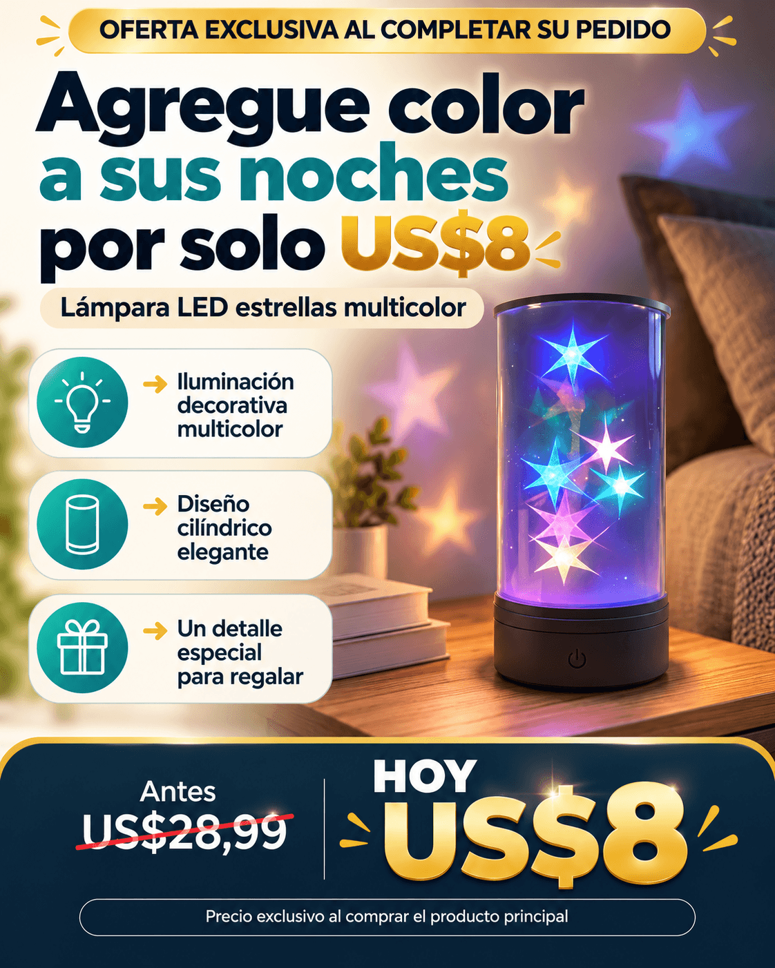 LAMPARA LED ESTRELLAS MULTICOLOR